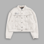 Mickey Flash Cropped American Denim Jacket in Bone