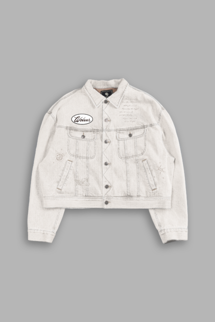 Mickey Flash Cropped American Denim Jacket in Bone