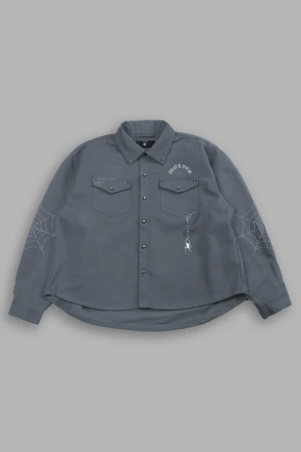 Sashiko Webs Winslow Shirt Jacket in Norse Blue