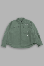 Sashiko Webs Winslow Shirt Jacket in Owen Green