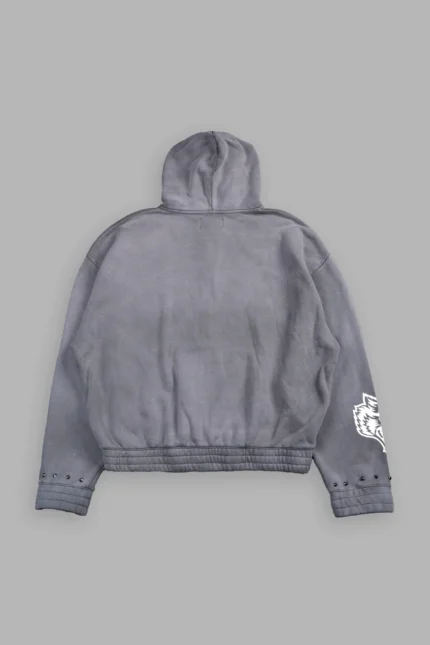 Studded Mantra Chambers Zip Hoodie In Slate Gray Super Sun Fade
