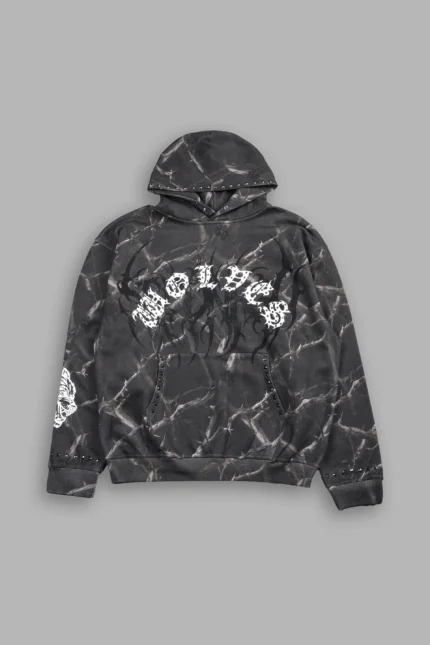 Studded Mantra Pierce Hoodie In Darc Thorns
