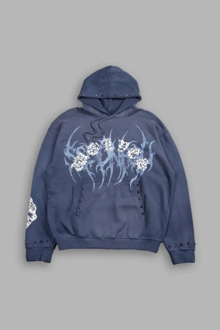 Studded Mantra Bishop Hoodie In Storm Blue Super Sun Fade