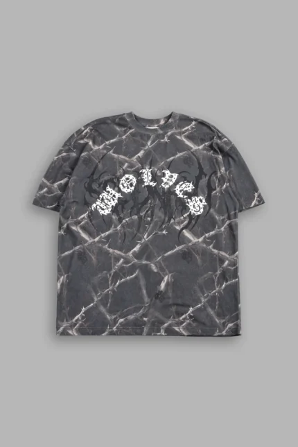 Studded Mantra Premium Oversized Tee In Darc Thorns