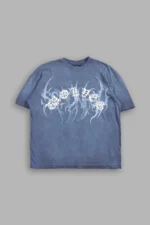Studded Mantra Premium Oversized Tee In Storm Blue Super Sun Fade