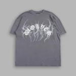 Studded Mantra Premium Oversized Tee In Slate Gray