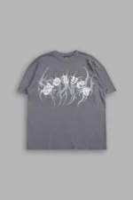 Studded Mantra Premium Oversized Tee In Slate Gray