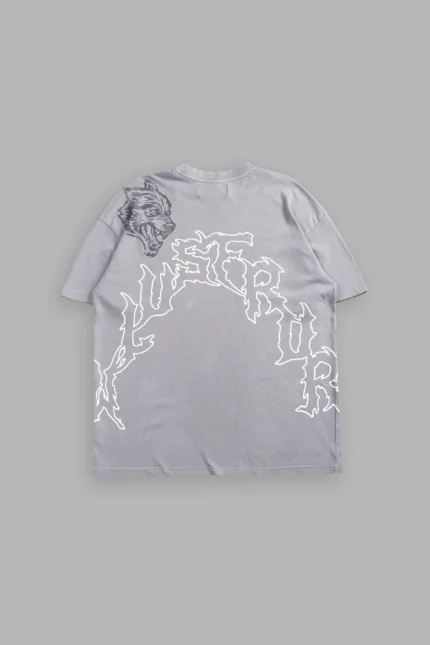Night Blade Premium Oversized Tee In Dove Gray