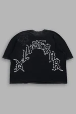 Night Blade Premium Raw Hem Box Cut Tee In Black