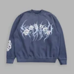 Studded Mantra London Crewneck In Storm Blue Super Sun Fade