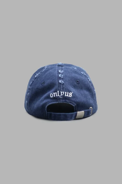 Wolf Head Distressed Dad Hat In Navy
