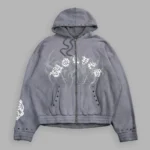Studded Mantra Chambers Zip Hoodie In Slate Gray Super Sun Fade