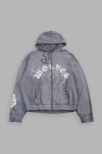 Studded Mantra Chambers Zip Hoodie In Slate Gray Super Sun Fade