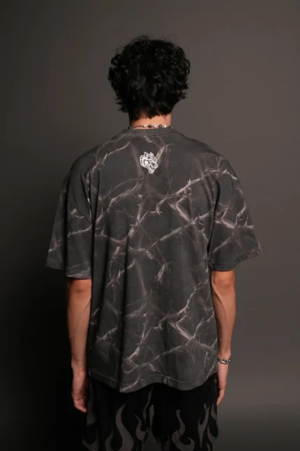 Studded Mantra Premium Oversized Tee In Darc Thorns